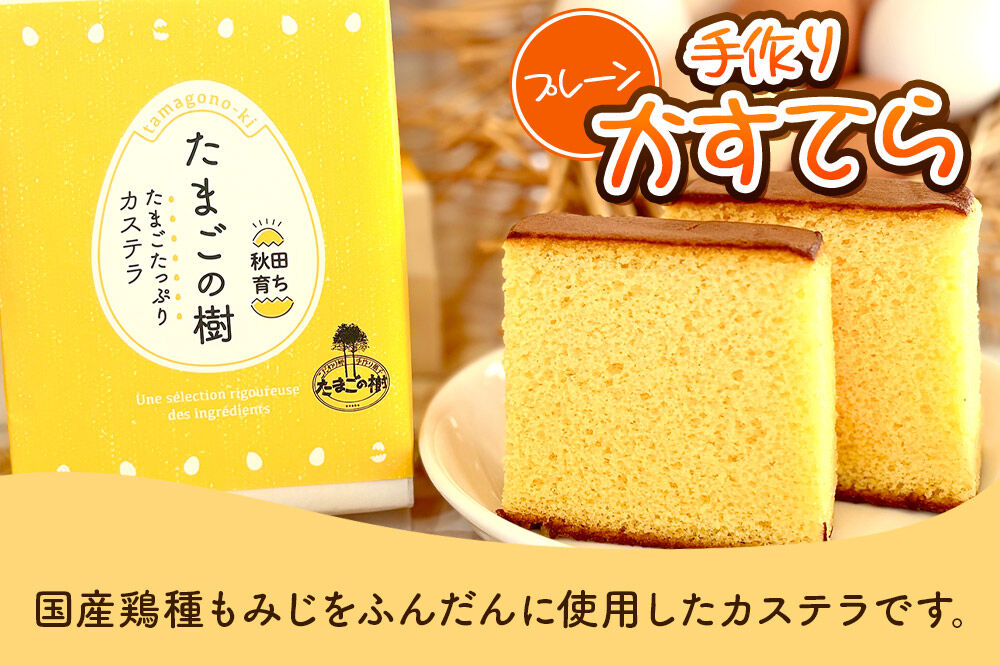 たまごの樹 手作りかすてら（プレーン） 2個（半斤2入） [カステラ お菓子 菓子 スイーツ 国産鶏種もみじ 瀧田養鶏場]