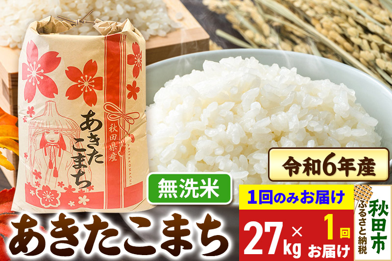 あきたこまち 27kg 令和6年産 新米 【1回のみお届け】【無洗米】秋田県産