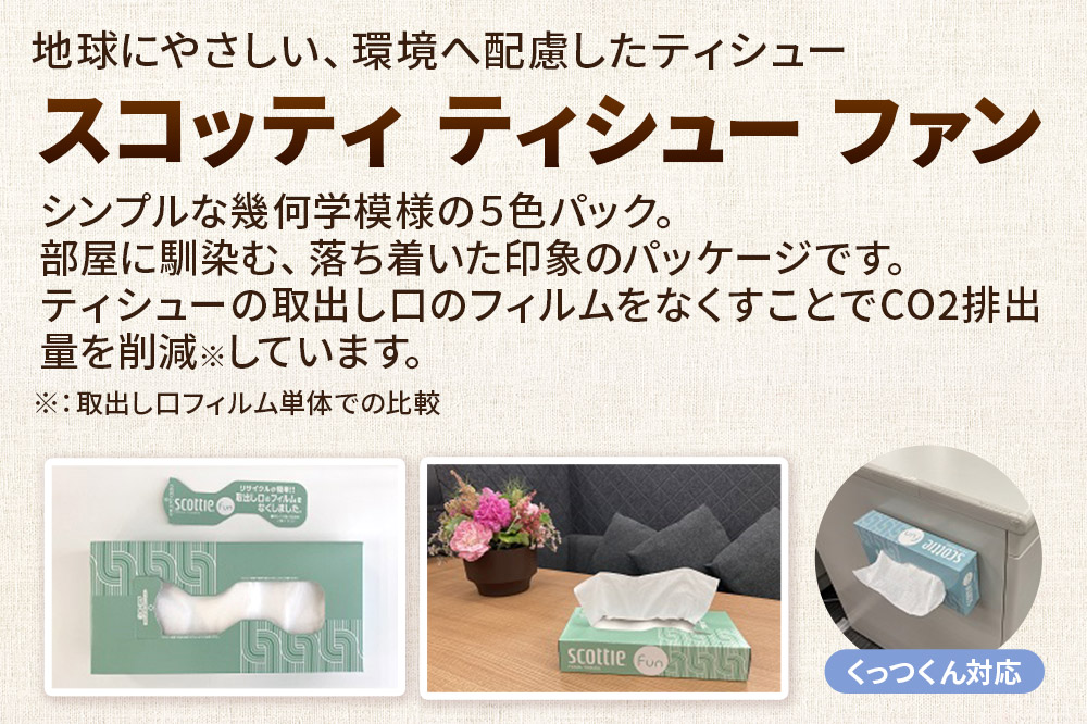 《4ヶ月ごとに3回お届け》定期便 ティッシュペーパー スコッティ ティシュー ファン 150組 5箱×1パック 秋田市オリジナル