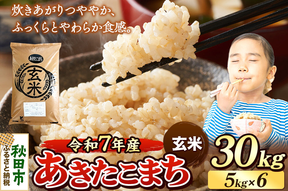 《令和7年産》 米 あきたこまち 30kg（5kg×6袋） 【玄米】 秋田県産 [米 コメ 玄米 あきたこまち おいしい 美味しい 安全 自然の恵み 循環型農業 もみがら くん炭]