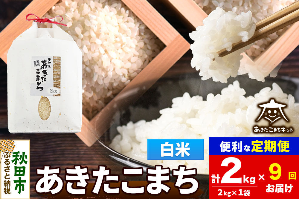 令和8年産 新米受付《定期便9ヶ月》あきたこまち 清流米 2kg【白米】秋田県産 [秋田県産 あきたこまち お米 精米 小分け 定期便 2kg袋]