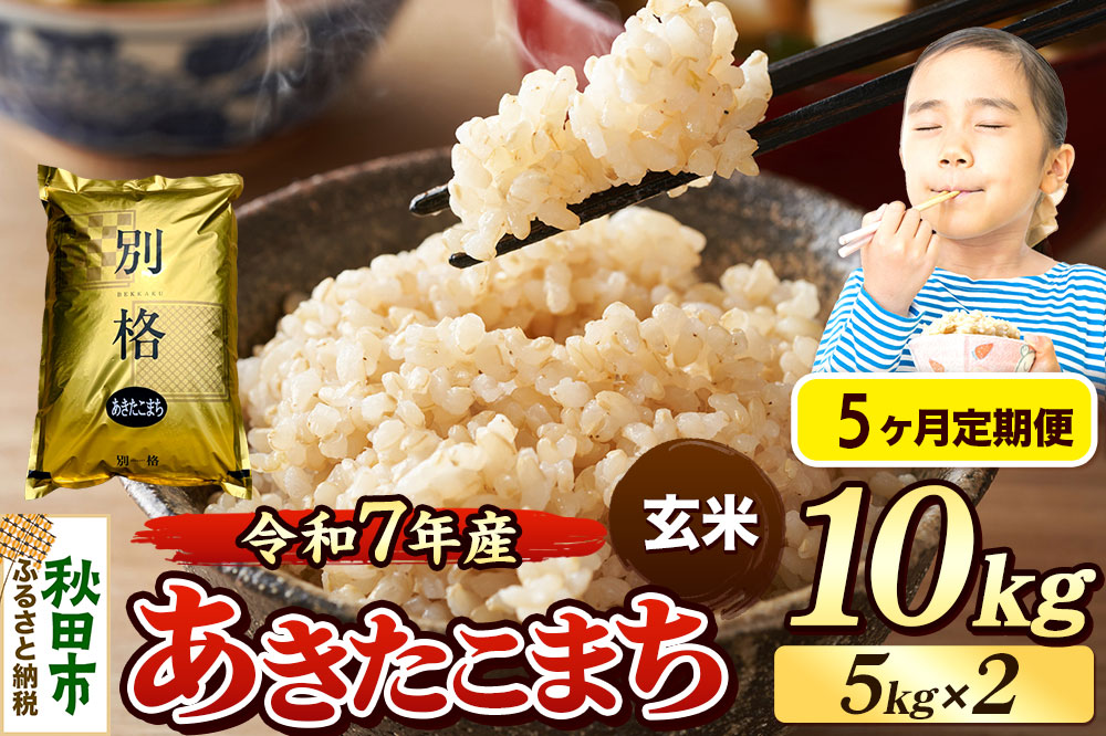 《令和7年産》《定期便5ヶ月》 米 あきたこまち 10kg（5kg×2袋） 【玄米】 秋田県産