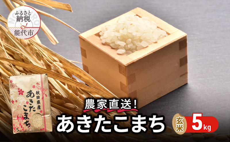 玄米 農家直送！うまい!! 本場のあきたこまち 5kgご飯 ブランド米 おにぎり 令和6年産 産地直送 おこめ ごはん 秋田県 秋田 能代市