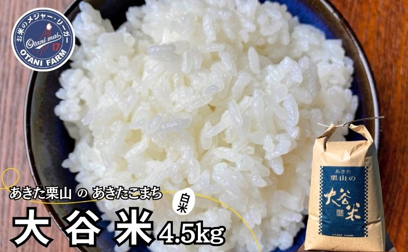 米 あきたこまち 4.5kg 令和6年産 あきた栗山 大谷米 白米 精米 こめ お米 おこめ 令和6年 単一原料米 ごはん 秋田こまち 秋田 秋田県 能代市