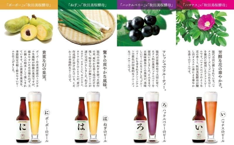 《定期便6ヵ月》「能代いろは」クラフトビール 4本セット お酒 地ビール 飲み比べ ビールセット ハマナス ハックル ベリー ねぎ ポーポー