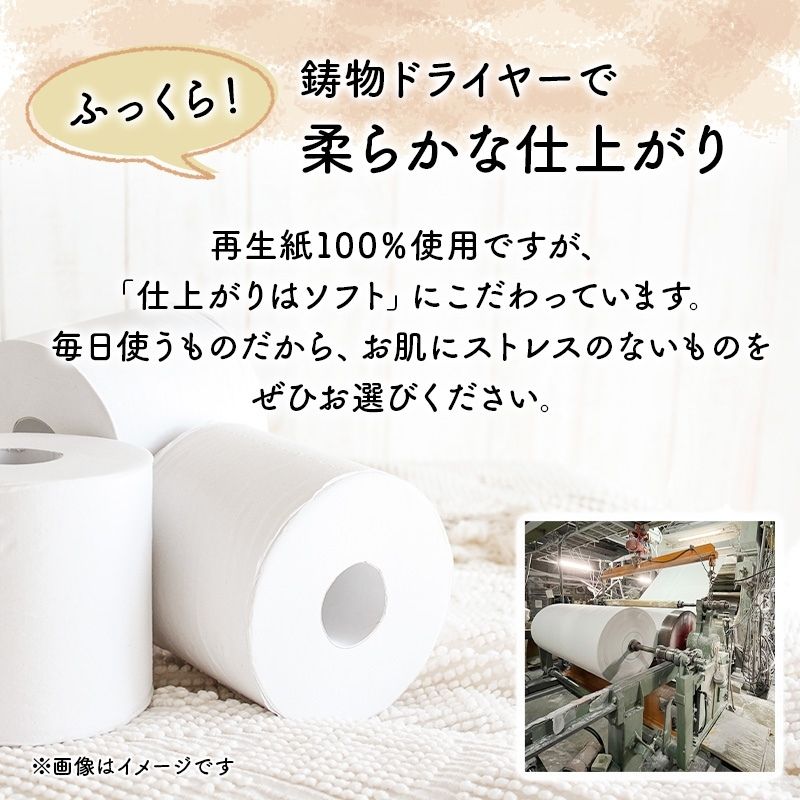 【2ヵ月毎 計3回お届け 定期便】再生紙トイレットペーパー 白神の風 65m 100個 ×3回 ソフトタイプ シングル トイレットペーパー ソフト 個包装 芯あり 再生紙 トイレ ペーパー トイレペーパー 秋田 秋田県 能代市