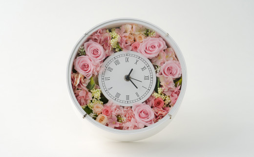 310P7302 プリザーブドフラワー　ピンクの花時計