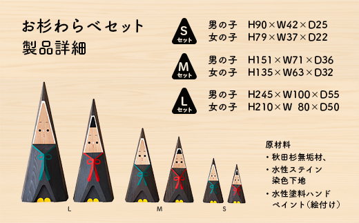 【秋田杉工芸品】お杉わらべセット（S）170P6401