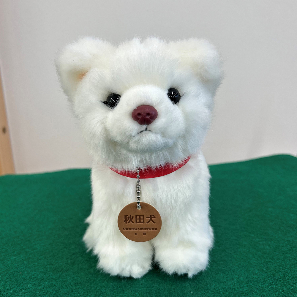 ＜よちよちあきた＞秋田犬白毛ぬいぐるみ（鼻ピンク）　座り　Ｓサイズ　【45P7314】