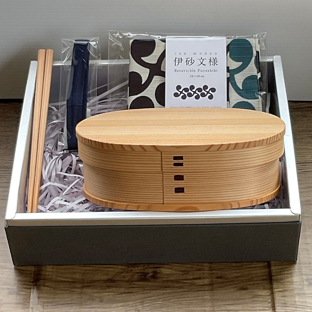 【大館曲げわっぱ】小判弁当（中）セット　【225P6017】
