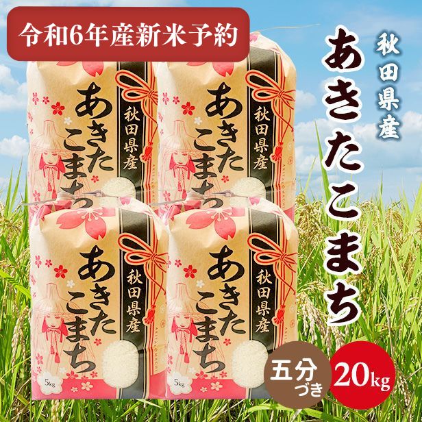 【新米予約】令和6年産秋田県産あきたこまち20kg(5kg×4袋)(五分つき) 9月下旬順次発送