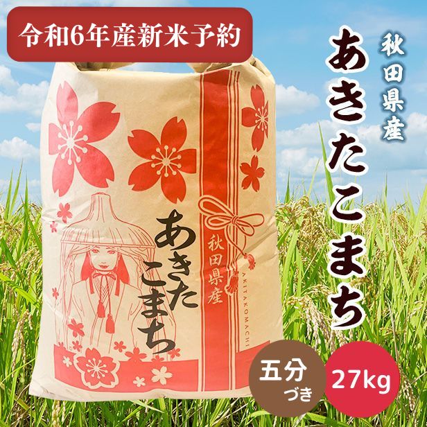 【新米予約】令和6年産秋田県産あきたこまち27kg(五分つき) 9月下旬順次発送