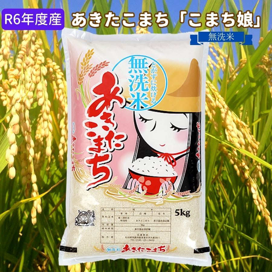 R6年度産  あきたこまち 無洗米 5kg『こまち娘』吉運商店 秋田県 男鹿市