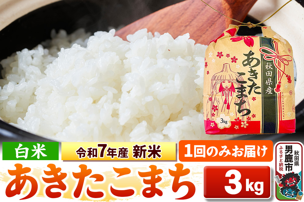 令和7年産 新米【白米】秋田県産 あきたこまち 3kg 秋田県 男鹿市 こまちライン