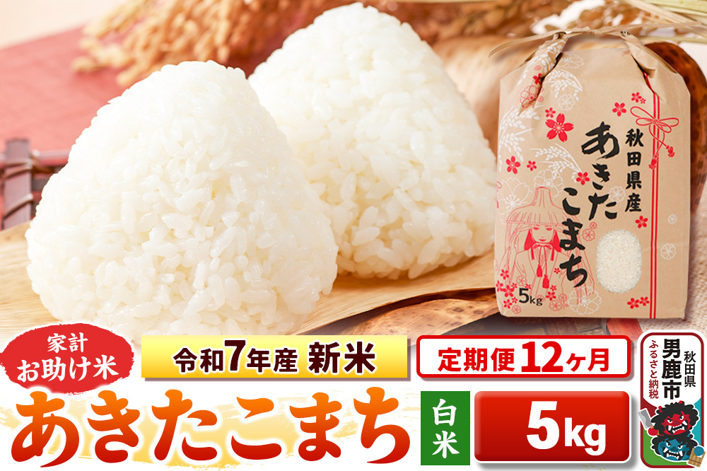 《定期便12ヶ月》令和7年産 新米 【白米】家計お助け米 あきたこまち 5kg