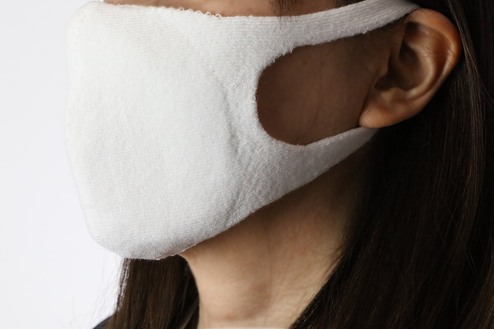 クールマックス使用の洗ってくりかえし使える立体速乾ニットマスク（白）日本製 洗える 吸汗