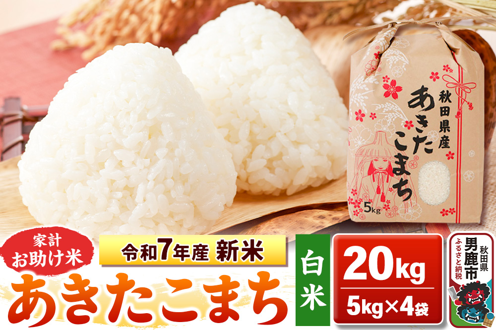 令和7年産 新米【白米】家計お助け米 あきたこまち 20kg 秋田県 男鹿市 こまちライン