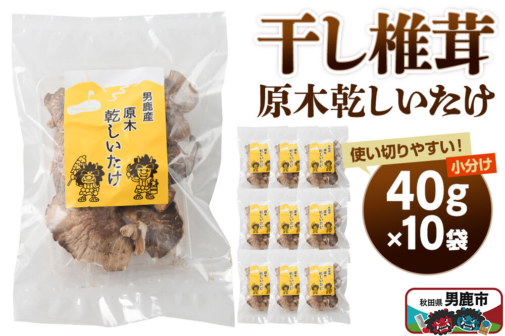 干し椎茸 原木乾しいたけ 40g×10袋 男鹿産 男鹿ゴルフクラブ [しいたけ 椎茸 シイタケ 乾物]