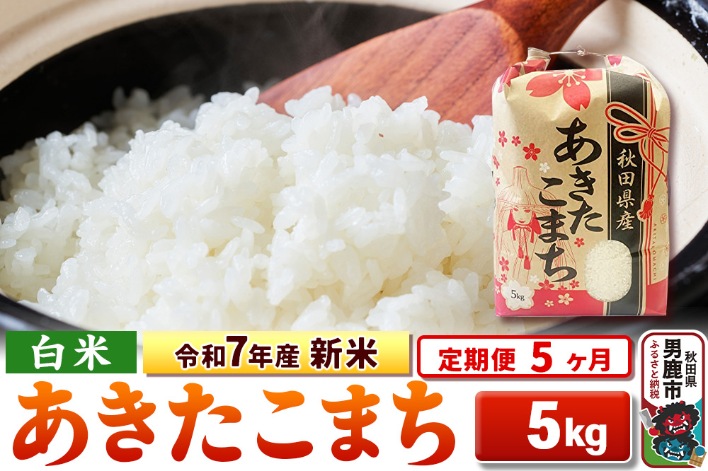 《定期便5ヶ月》令和7年産 新米 【白米】秋田県産 あきたこまち 5kg