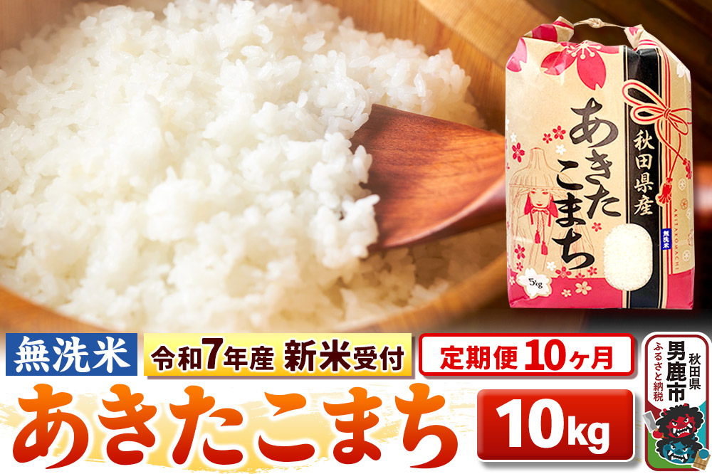 《令和7年産 新米受付》《定期便10ヶ月》【無洗米】秋田県産 あきたこまち 10kg（5kg×2袋）
