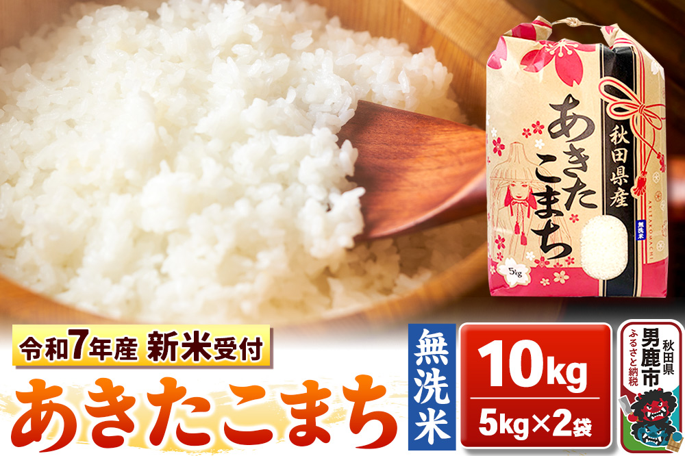 《令和7年産 新米受付》【無洗米】秋田県産 あきたこまち 10kg（5kg×2袋）秋田県 男鹿市 こまちライン