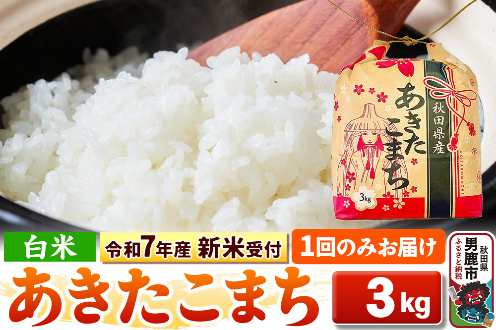 《令和7年産 新米受付》【白米】秋田県産 あきたこまち 3kg 秋田県 男鹿市 こまちライン