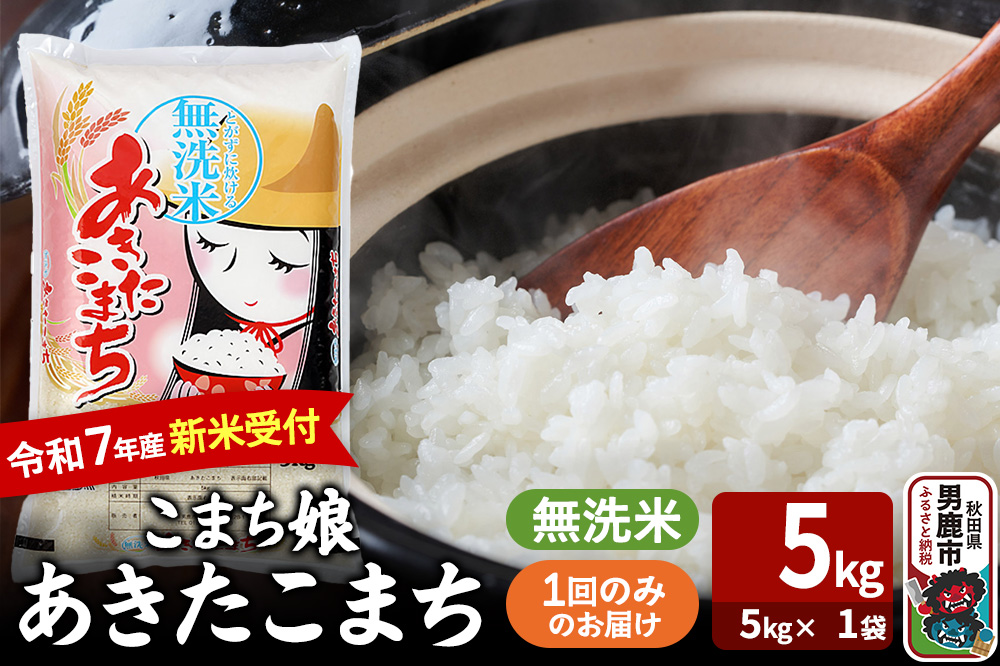 令和7年産新米受付『こまち娘』あきたこまち 無洗米 5kg×1袋 吉運商店 秋田県 男鹿市 お米 お弁当 おにぎり