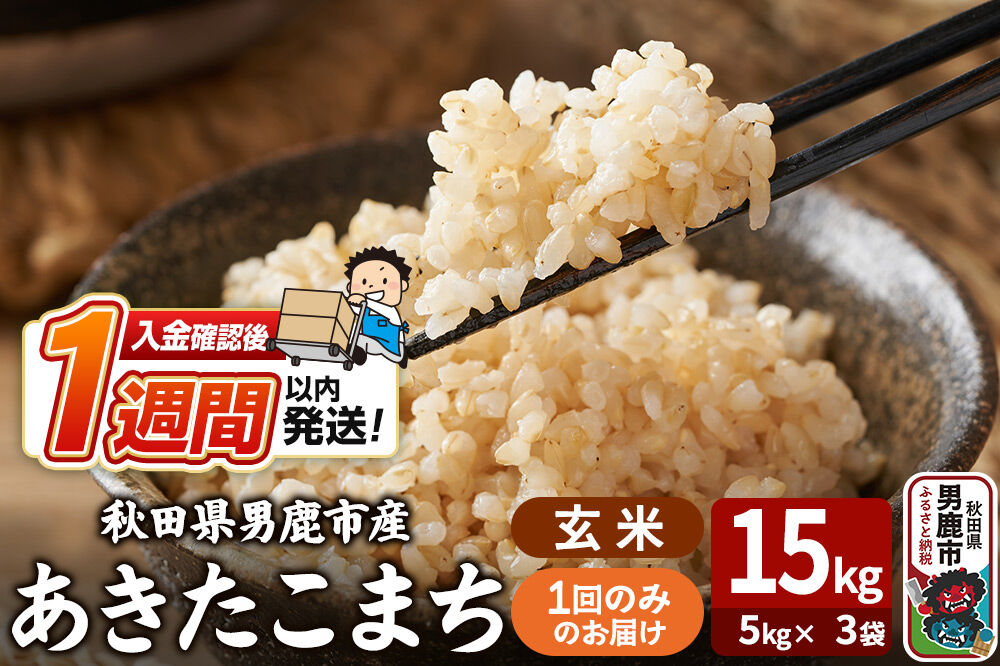 令和7年産 あきたこまち 玄米 15kg（5kg×3袋） 吉運商店 秋田県 男鹿市 お米 お弁当 おにぎり