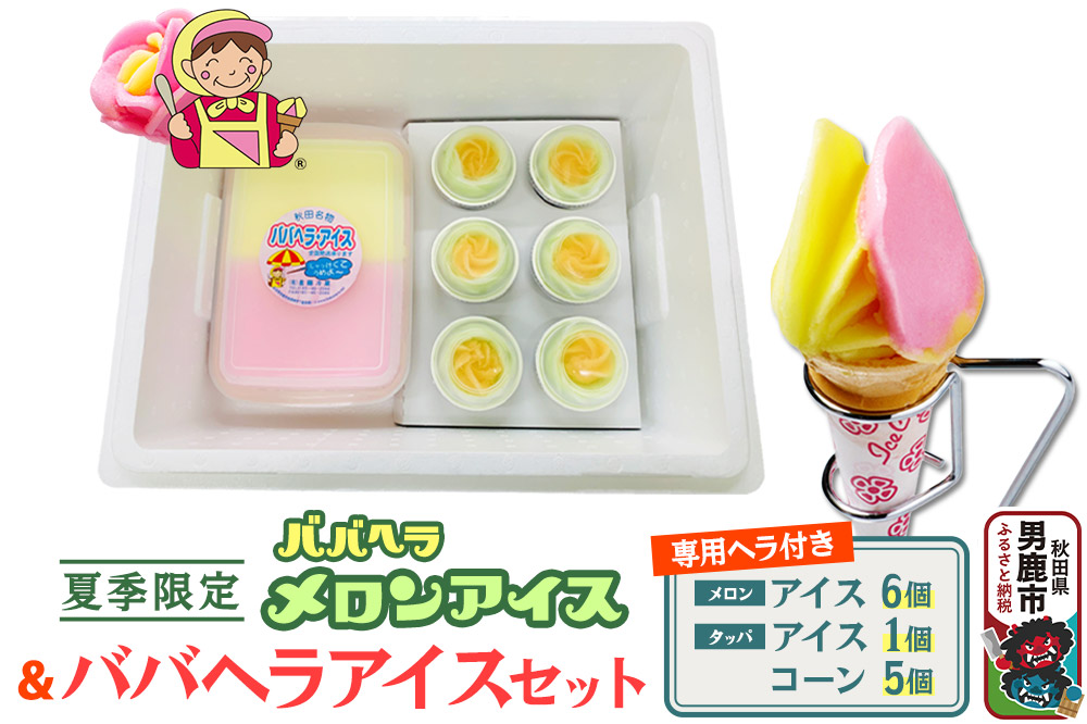 ババヘラ・メロンバラ盛りカップ＆タッパアイスセット【進藤冷菓】 ご当地アイス