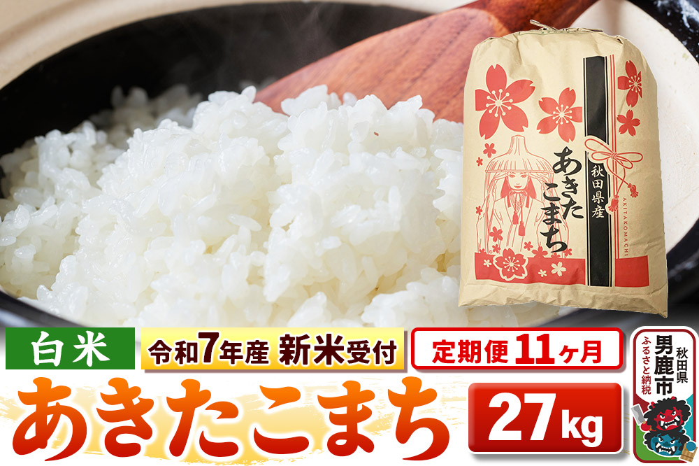 《令和7年産 新米受付》《定期便11ヶ月》【白米】秋田県産 あきたこまち 27kg