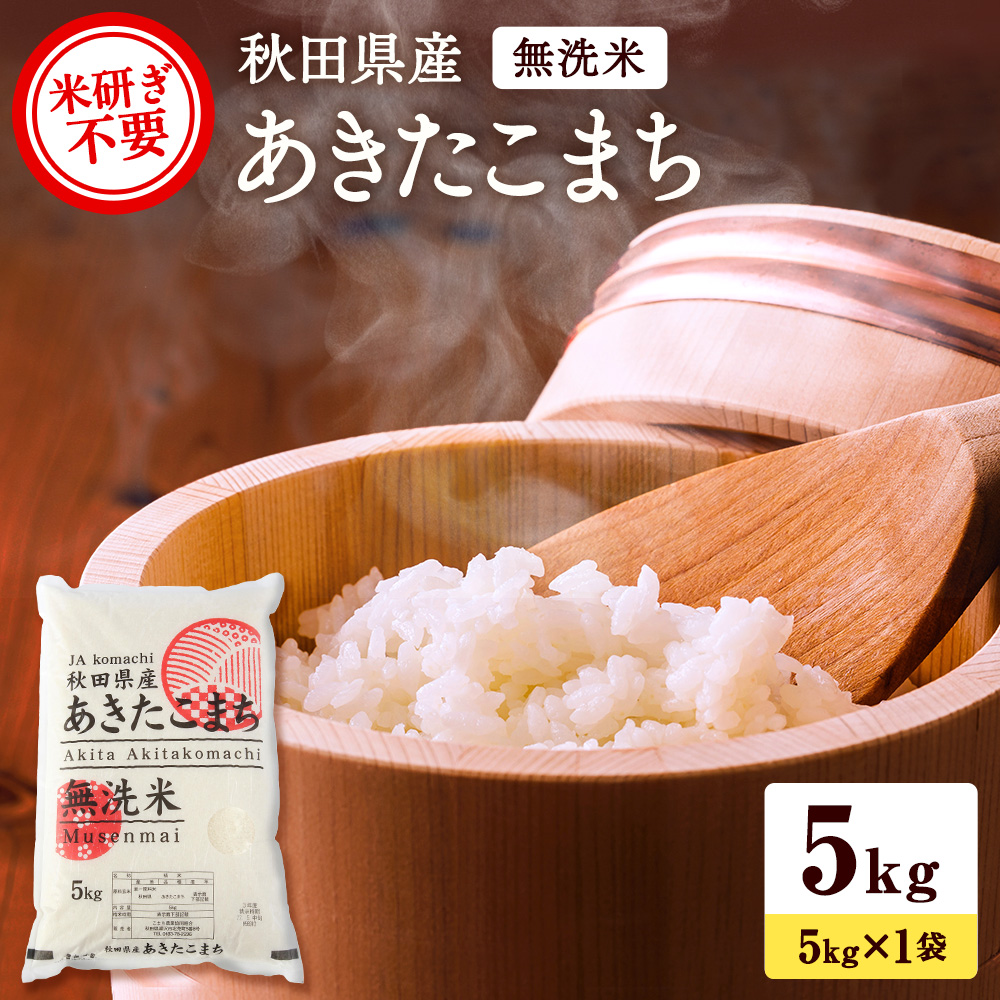 秋田県産あきたこまち 5kg 無洗米 令和6年産 新米 あきたこまち 米 ふるさと納税 ふるさと 人気 ランキング [B15-2501]