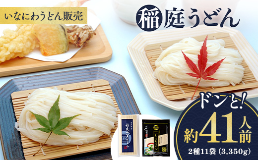 稲庭うどんドンと41人前 2種11袋(3,350g)【(株)稲庭うどん販売】[H1504]