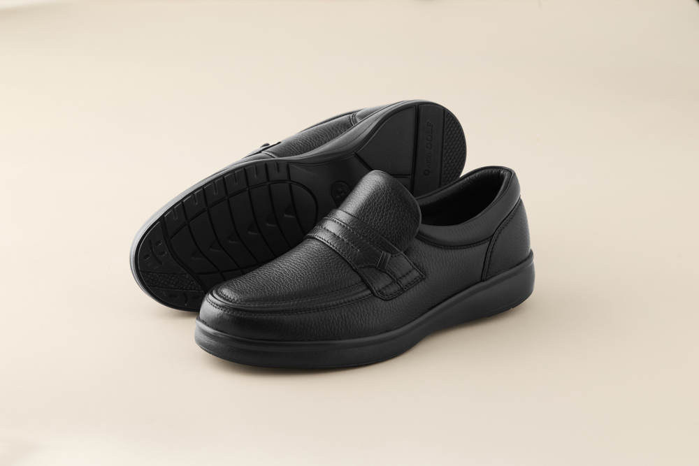 AKIO GOLF 5011 4E BL(クロ) 柔らかい鹿革使用 25.5cm オーソライト エクストラライトラバー付きEVA 黒 靴 シューズ ゴルフ メンズ 鹿革 本革 革靴 紳士靴【（株）アキオ製靴】[F15901-4]