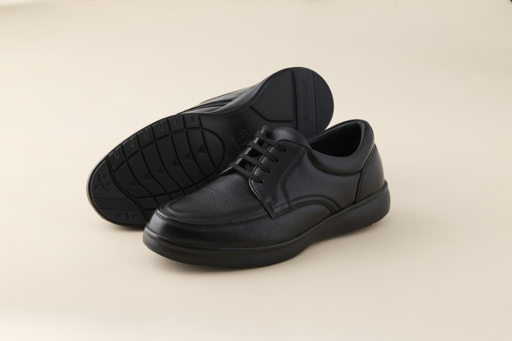 AKIO GOLF 5012 4E BL(クロ) 柔らかい鹿革使用 25.5cm オーソライト エクストラライトラバー付きEVA 黒 靴 シューズ ゴルフ メンズ 鹿革 本革 革靴 紳士靴【（株）アキオ製靴】[F15903-4]