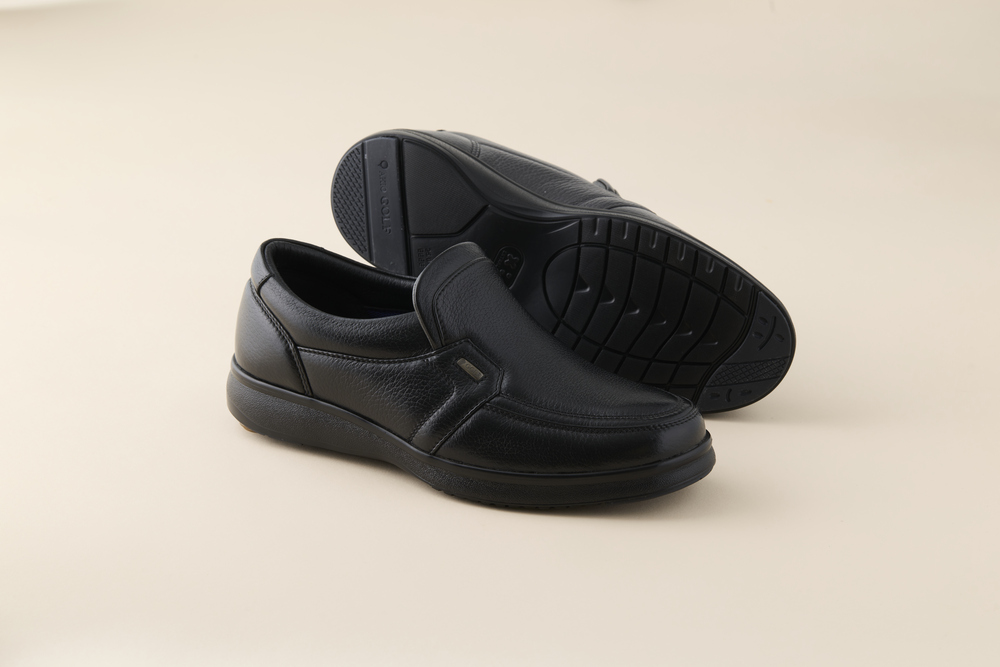 AKIO GOLF 5013 4E BL(クロ) 柔らかい鹿革使用 25.5cm オーソライト エクストラライトラバー付きEVA 黒 靴 シューズ ゴルフ メンズ 鹿革 本革 革靴 紳士靴【（株）アキオ製靴】[F15905-4]