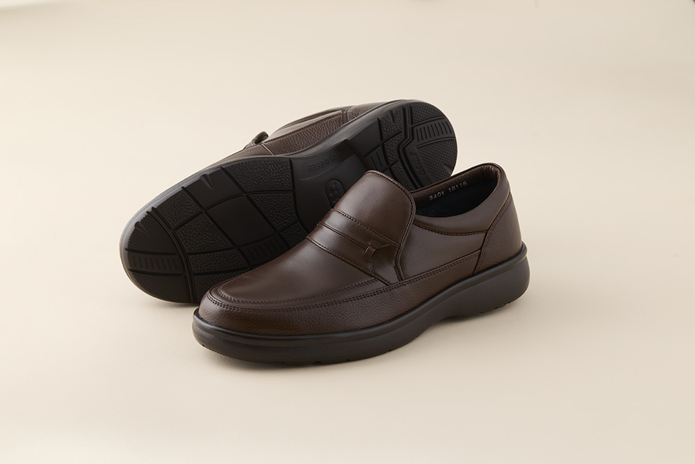 AKIO GOLF 3401 4E DR(Dブラウン) ソフトシープと牛革のコンビ 26.5cm 茶 靴 シューズ ゴルフ メンズ 本革 革靴 紳士靴 【(株)アキオ製靴】[Q9-15902-6]