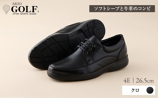 AKIO GOLF 3402 4E BL(クロ) ソフトシープと牛革のコンビ 26.5cm 黒 靴 シューズ ゴルフ メンズ 本革 革靴 紳士靴 【(株)アキオ製靴】[Q9-15903-6]