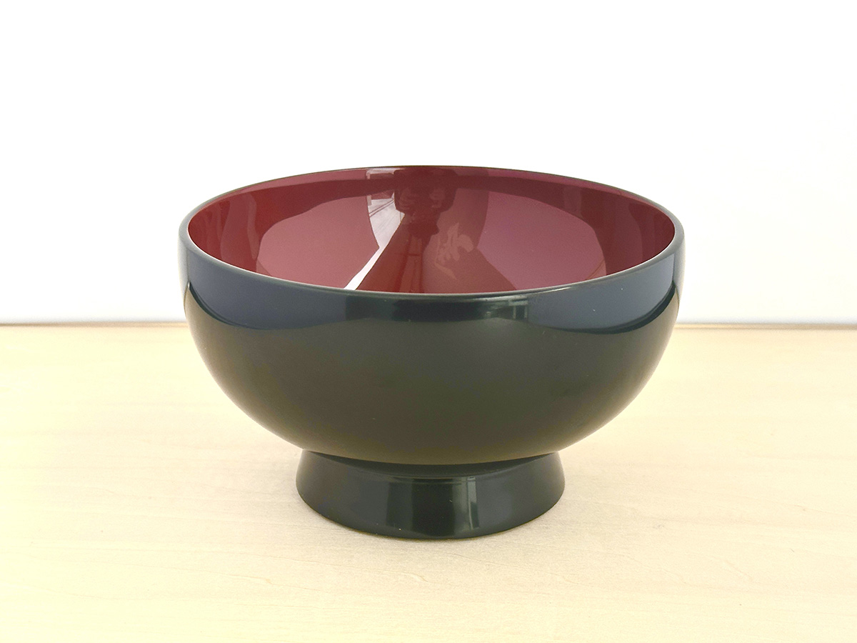川連漆器 黒内朱 そば椀【(株)佐藤商事】[H2-5503]