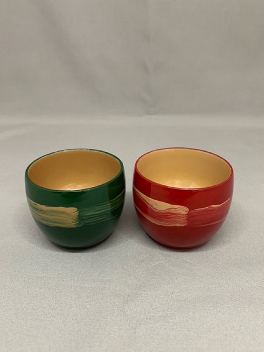 川連漆器 起き上るぐい呑みペア（2入）【山忠漆器】[H6403]