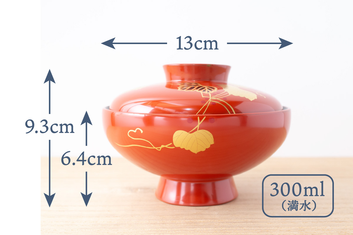 吸物椀  ( 蔦 ) 洗朱 《 川連漆器 》/ お椀 蓋付 赤【佐藤善六漆器店】[H6-9202]