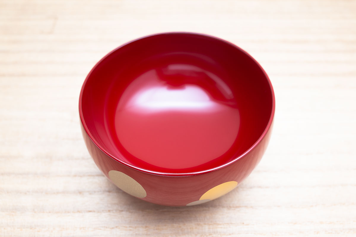 夫婦 小鉢 (水玉)《 川連漆器 》/ 伝統的工芸品【佐藤善六漆器店】[B6-9202]