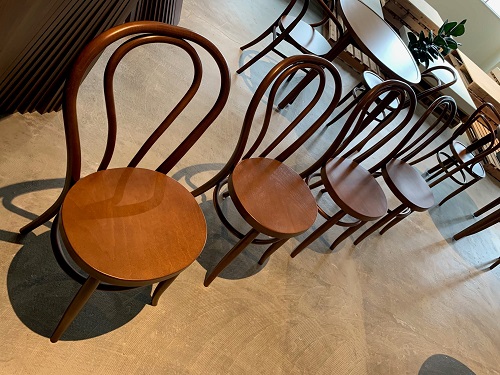 スーパー楕円曲木椅子/ブラウン４脚セット【Orbray株式会社】[F14003]