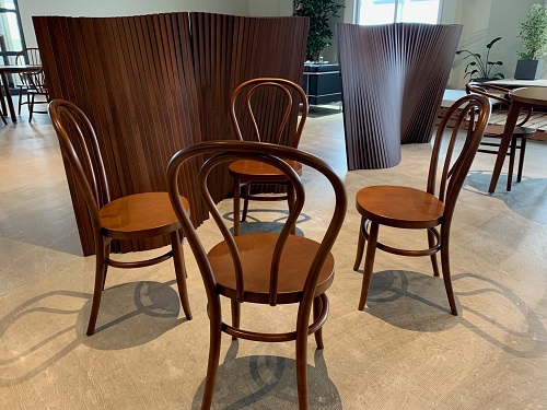 スーパー楕円曲木椅子/ブラウン４脚セット【Orbray株式会社】[F14003]