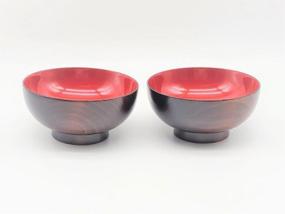 川連漆器 木目汁椀 ペア【佐藤豊八商店】[B5-5801]