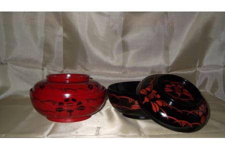 川連漆器 蓋付多用椀 2客組【丸利漆工所】[I2-5701]