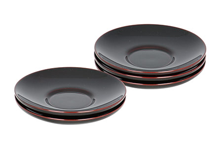 川連漆器 4寸松葉型茶托 溜【佐藤豊八商店】[C5801]