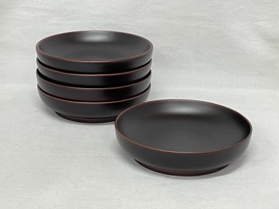 銀溜5寸会席皿 5入[佐藤商事][D5506]