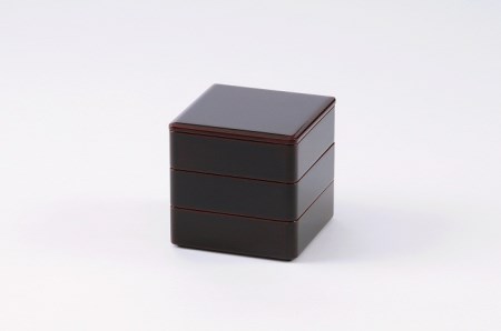 川連漆器 5.5寸角三段重【寿次郎漆工芸】[F6004]