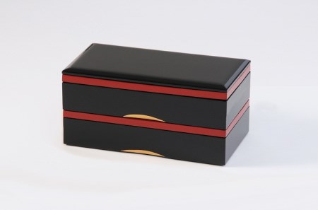 川連漆器 長角二段重トレー付【寿次郎漆工芸】[F6005]