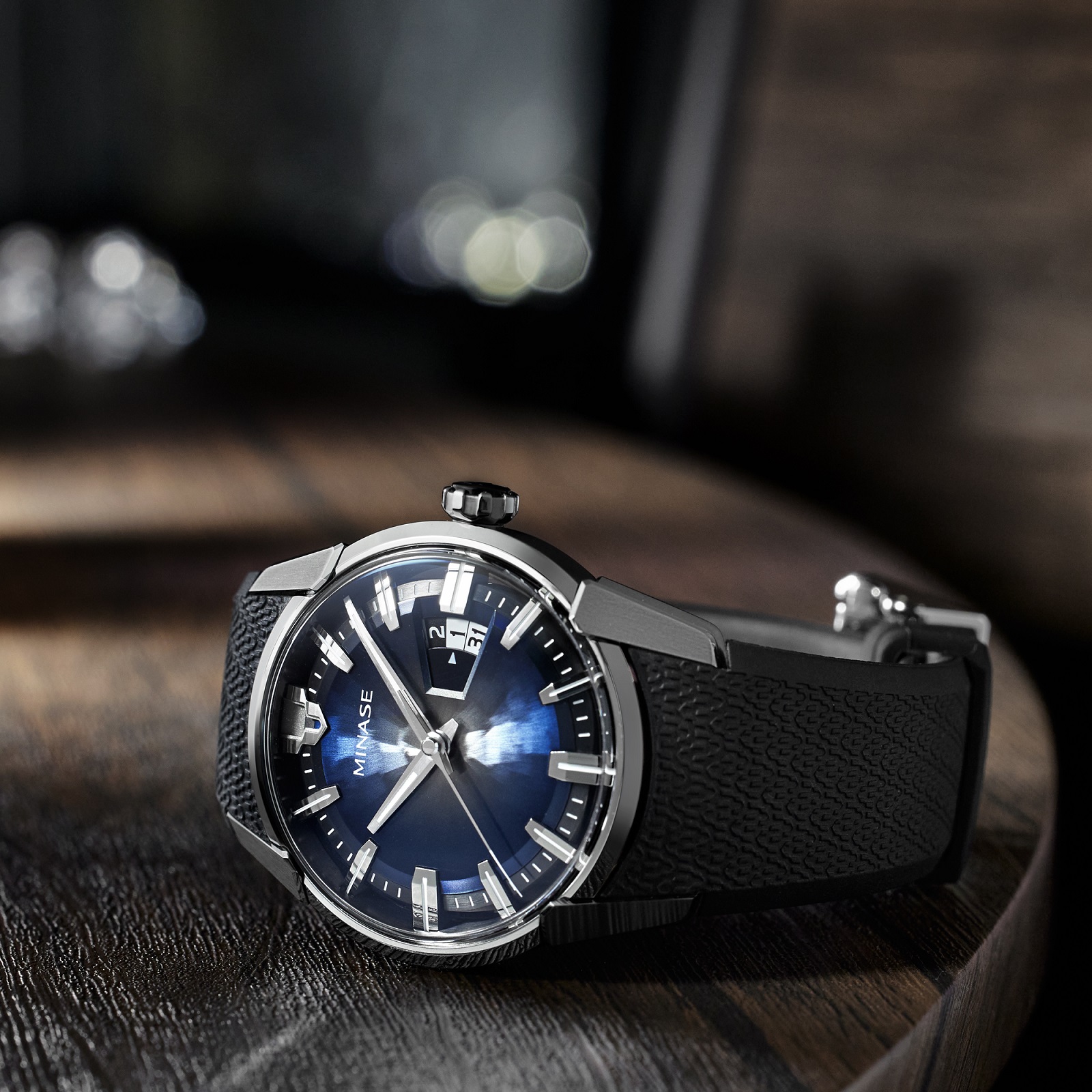 MINASE時計 DIVIDO ラバーベルトタイプ（VM14-RBKGBL-SSD）【協和精工株式会社】[F11904]